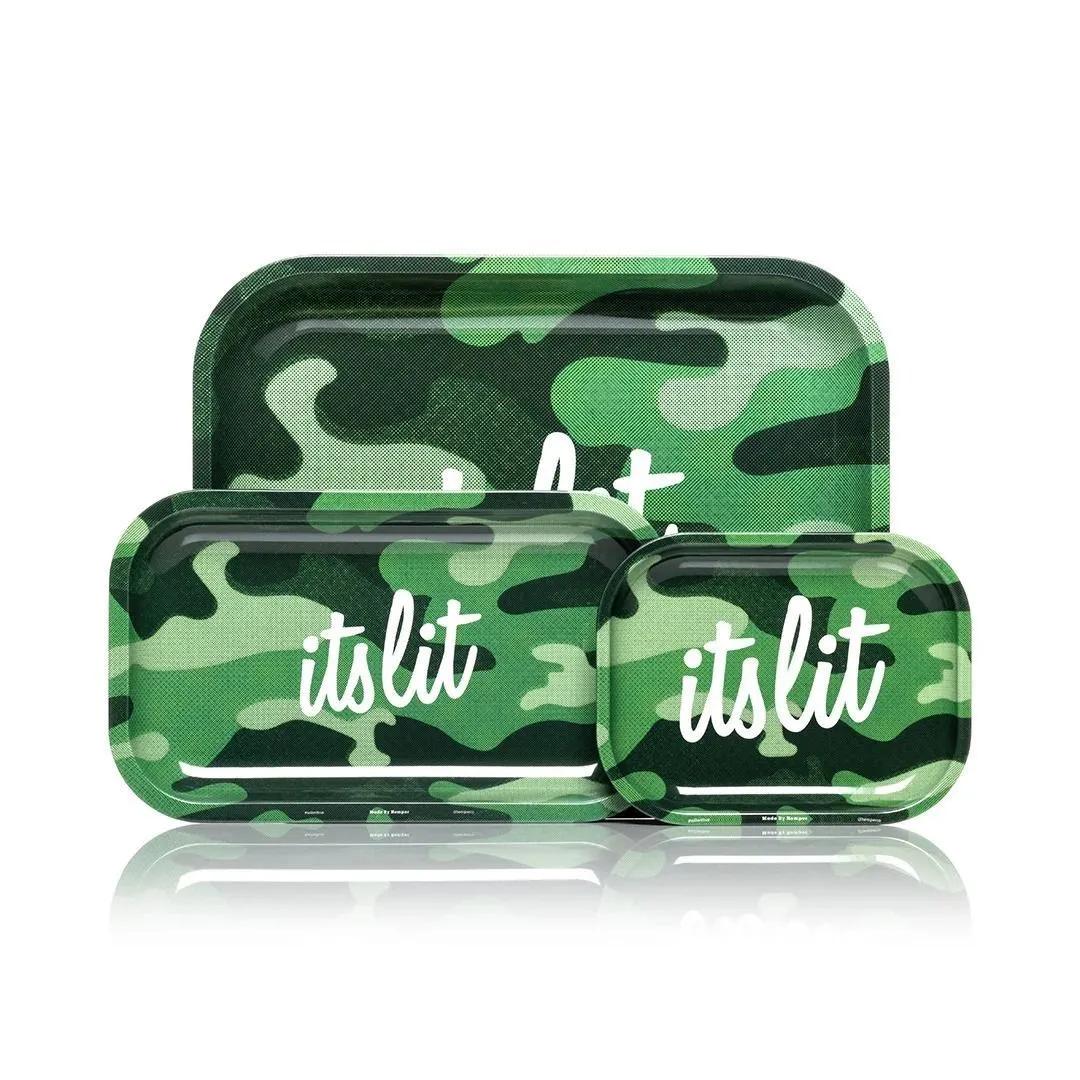It's Lit! Light Green Camouflage Rolling Tray