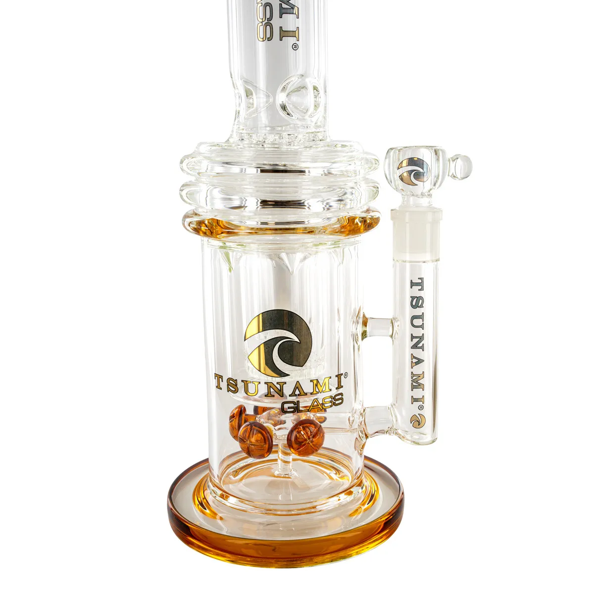 Button Double Honeycomb Perc Bong 16'' (Tsunami Glass) — image 3