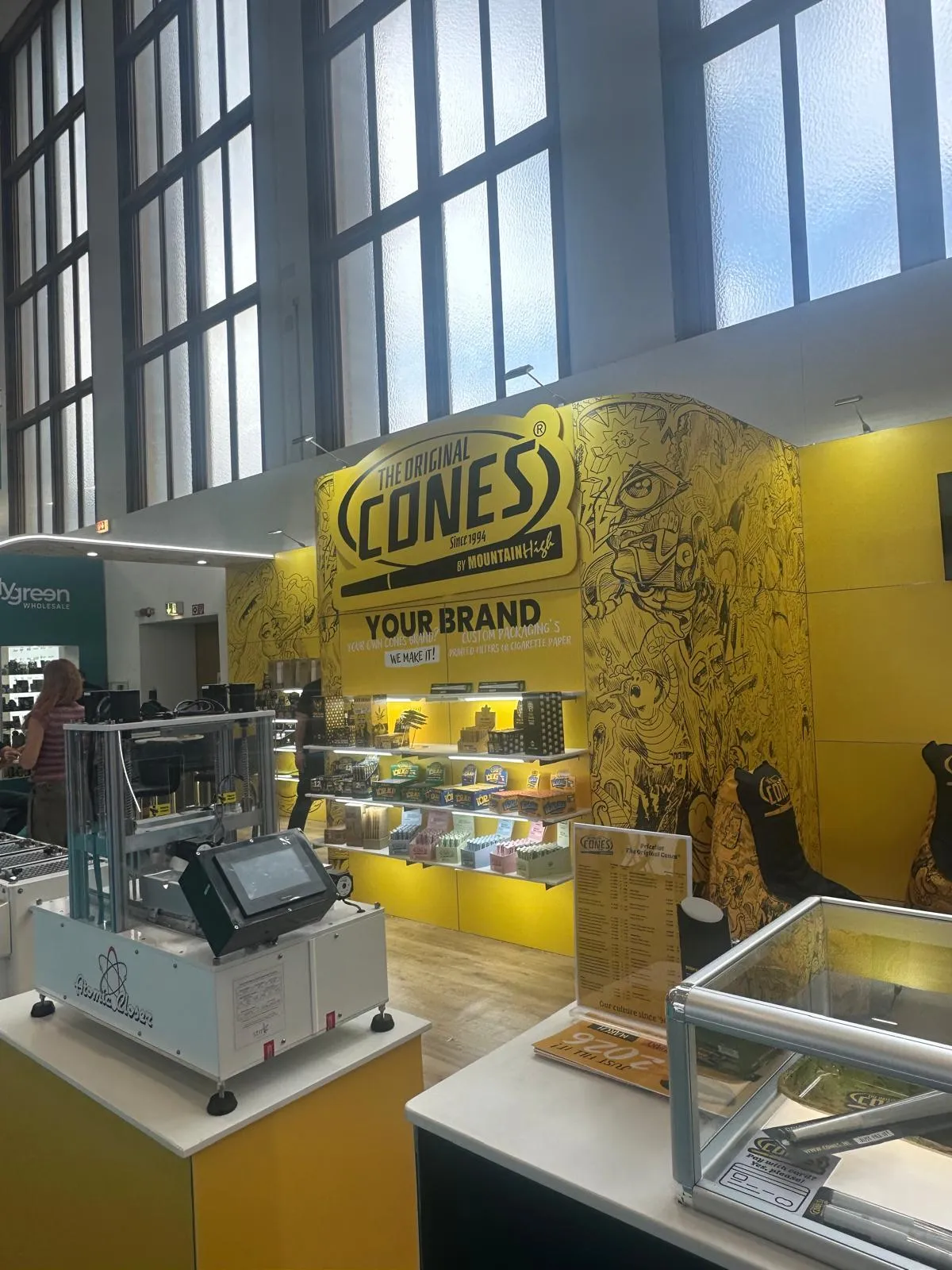 The Original Cones stand with a live cone-rolling machine at Mary Jane Berlin 2026