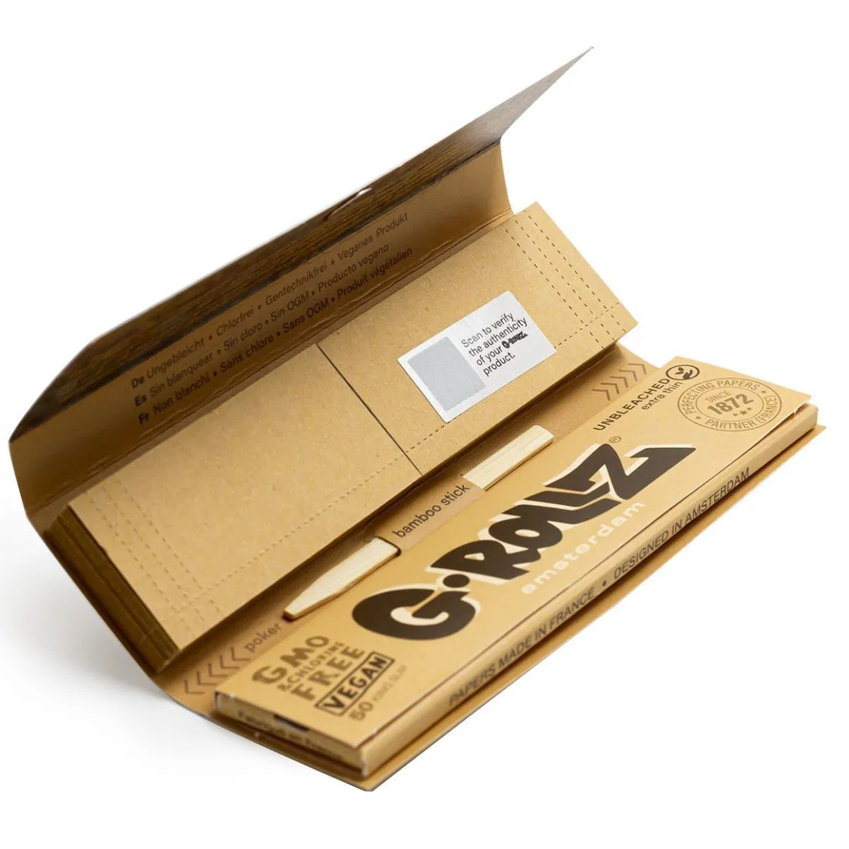 G-Rollz Unbleached Extra Thin Rolling Papers + Tips — image 2