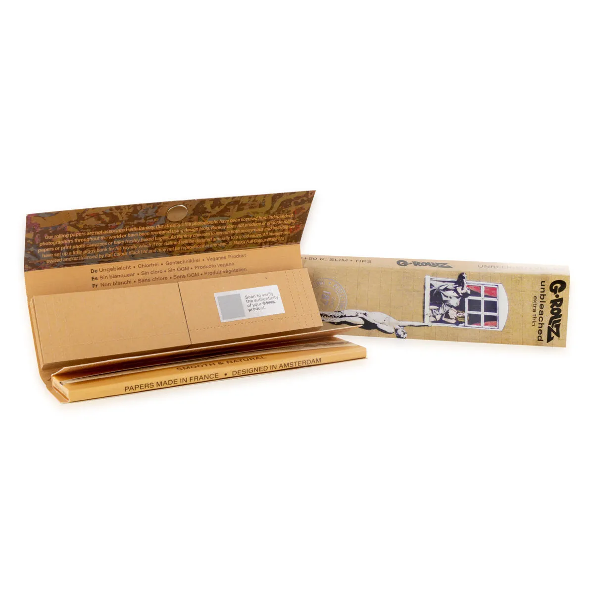 G-Rollz Unbleached Extra Thin Rolling Papers + Tips — image 3