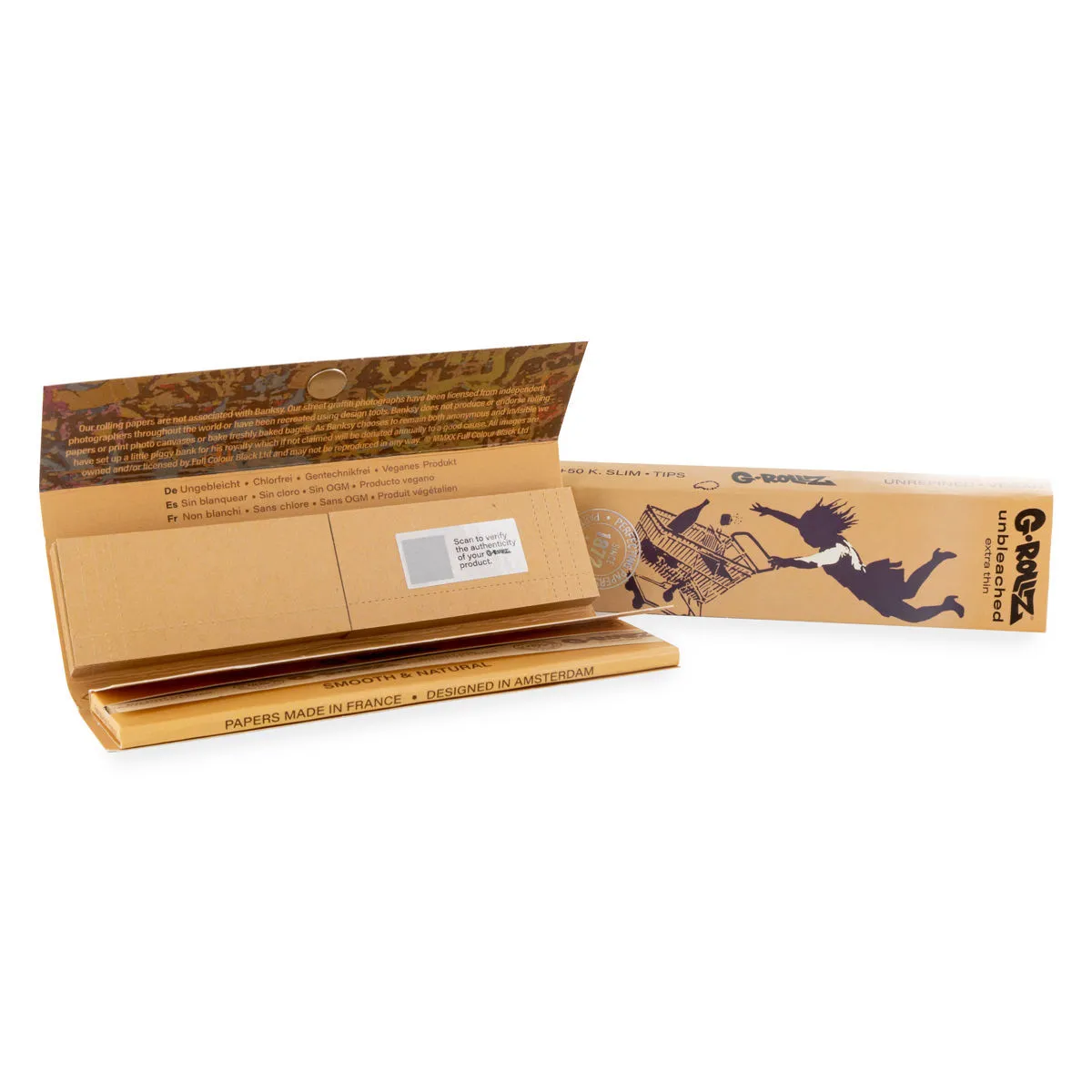 G-Rollz Unbleached Extra Thin Rolling Papers + Tips — image 4